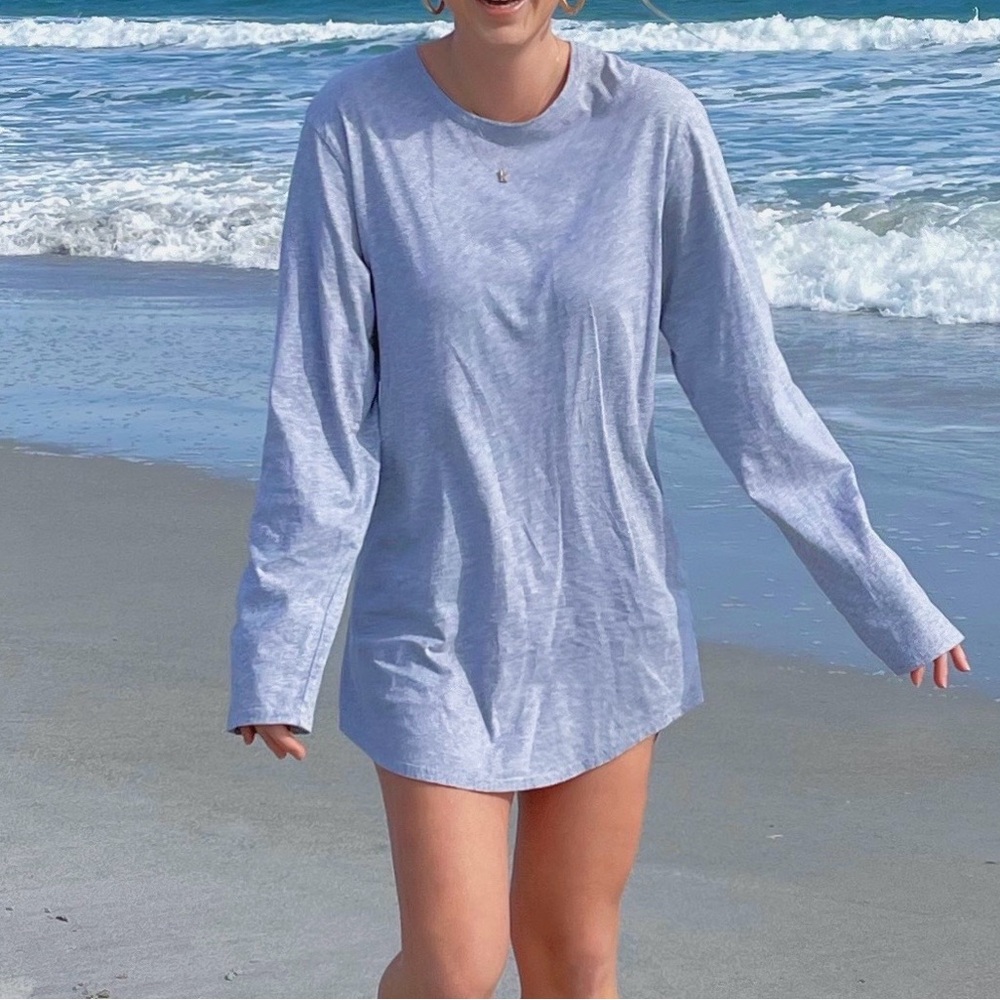 Heather Gray Long Sleeve T-Shirt Dress